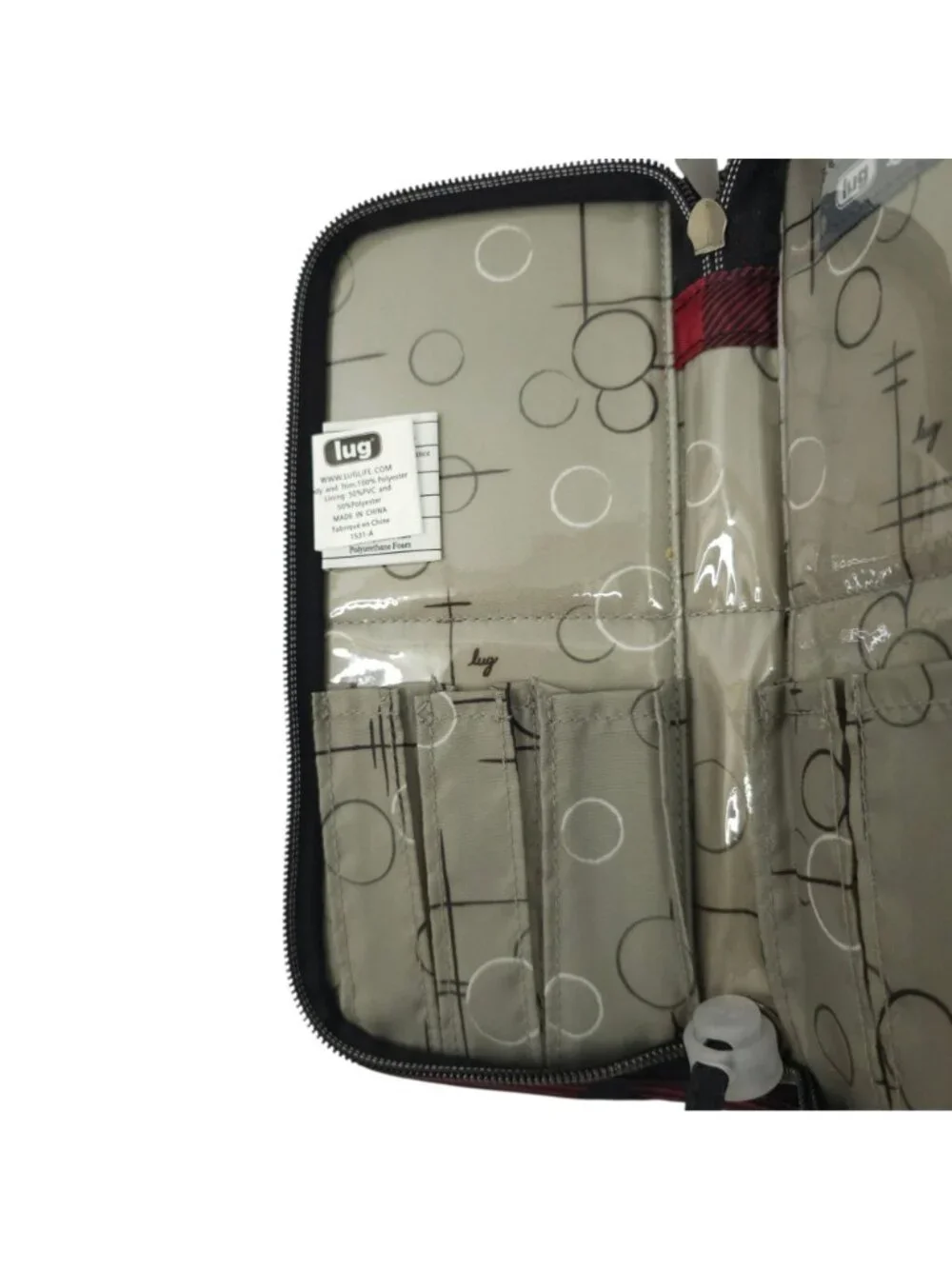 Lug Buffalo Check Red Black Plaid Quilted Compact Cosmetic Brush Organizer